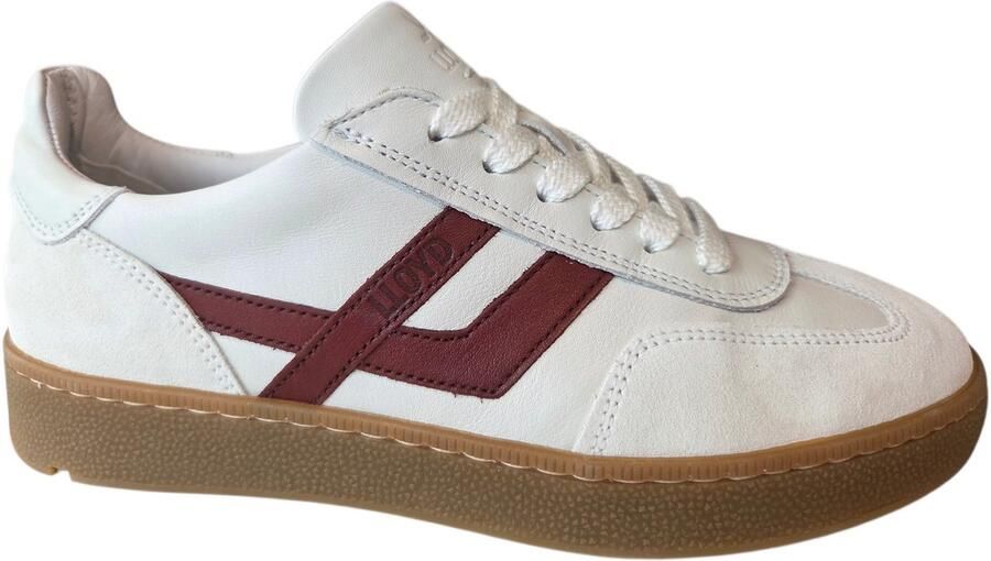 Lloyd Brava Sneakers Wit met Rood Leer Dames Wit Rood