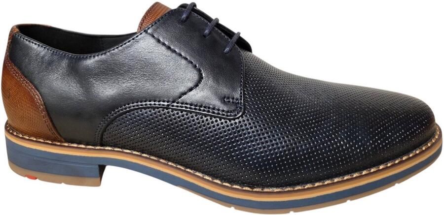 Lloyd Drift 110 Navy Brown Nette Veterschoenen Blauw Leer Heren Smal F