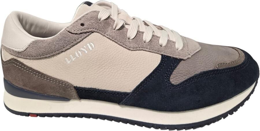 Lloyd Elmore Navy Grey White Sneakers Wit Leer Heren Blauw