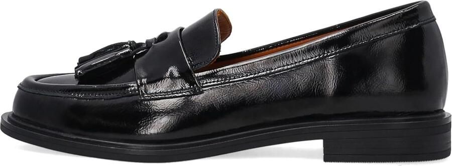Loafer van lakleer met franjes en sierriem zwart