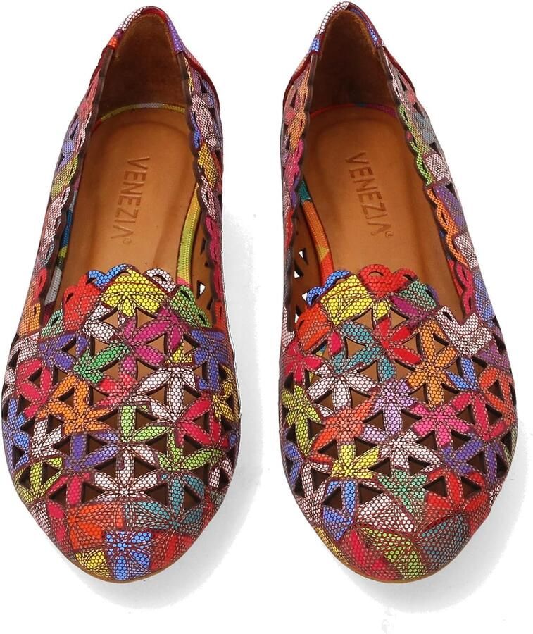 Loafers van echt leer met meerkleurig mozaïekpatroon