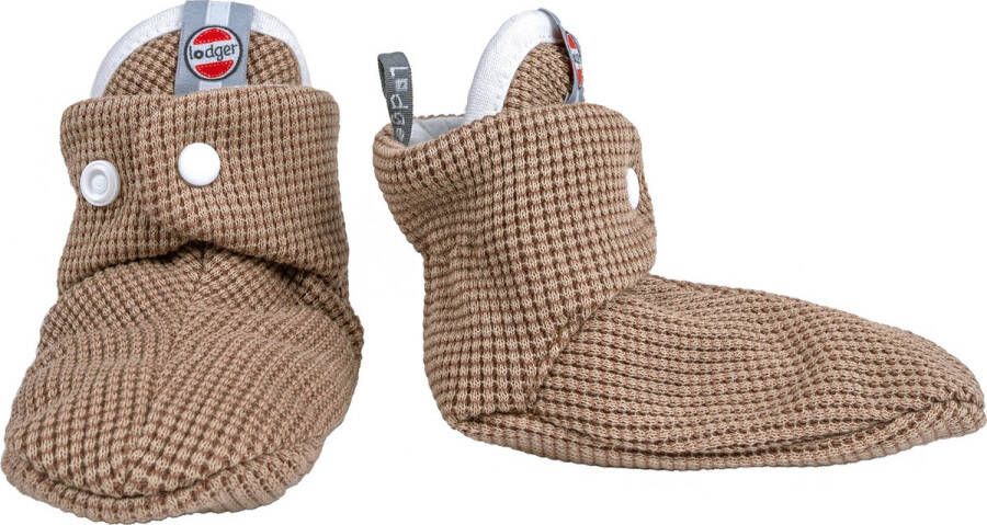 Lodger Antislip Kindersloffen 17 Beige Katoen Drukknoopsluiting 6-12 Luchtig Slipper Ciumbelle