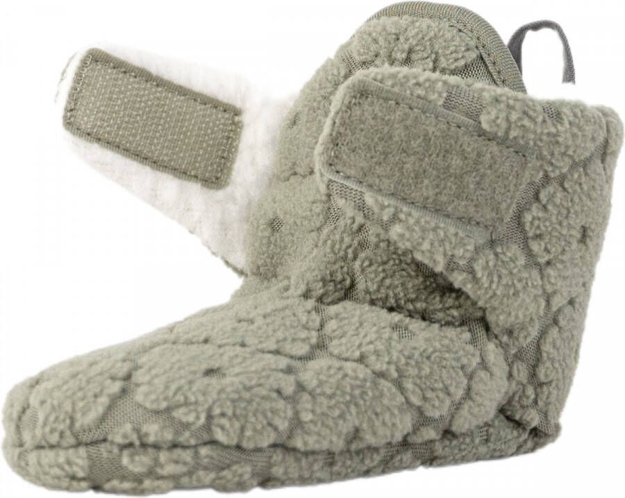 Lodger Antislip Slofjes Slipper Folklore 100% Fleece -12M Klittenbandsluiting Slofjes die blijven zitten Groen