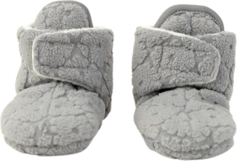 Lodger Baby Slofjes Antislip -12M Grijs Slipper Folklore 100% Fleece Klittenbandsluiting Slofjes die blijven zitten