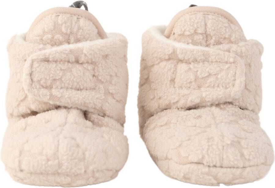 Lodger Baby Slofjes Antislip -12M Creme Slipper Folklore 100% Fleece -12M Klittenbandsluiting Slofjes die blijven zitten