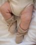 Lodger Baby Slofjes Gebreid 0-6M Beige 100% Katoen Slipper Knit - Thumbnail 1