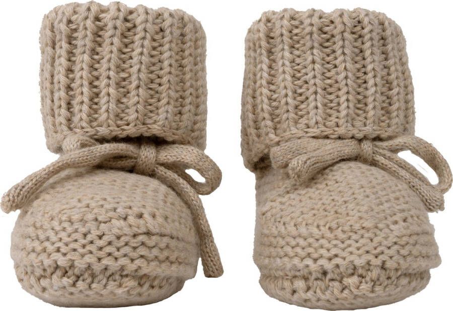 Lodger Baby Slofjes Gebreid 0-6M Beige 100% Katoen Slipper Knit - Foto 1