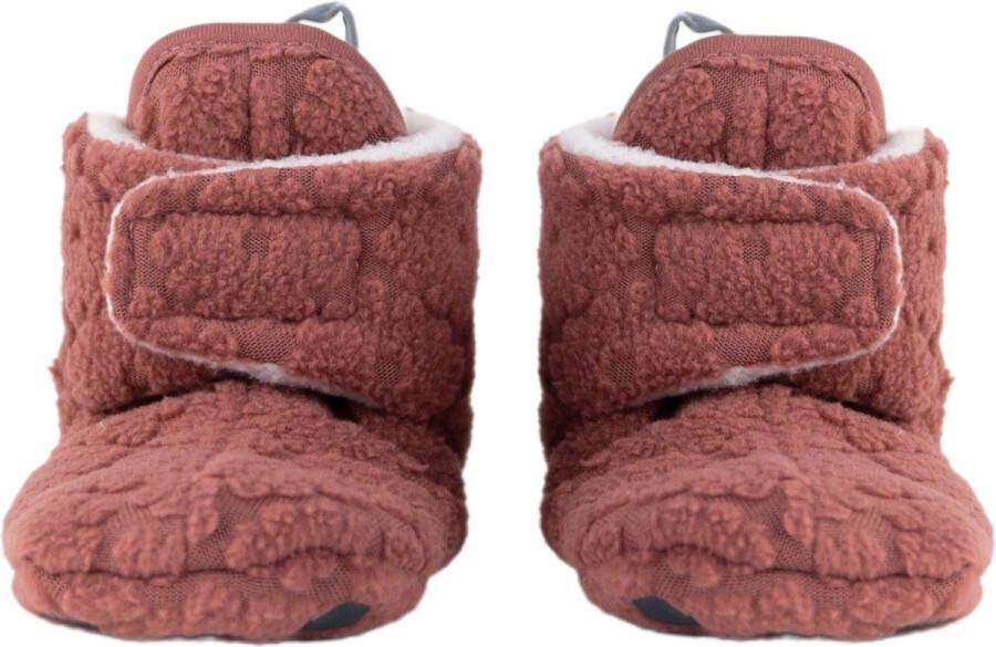 Lodger Baby Slofjes -6M Donkerroze Slipper Folklore 100% Fleece Klittenbandsluiting Slofjes die blijven zitten