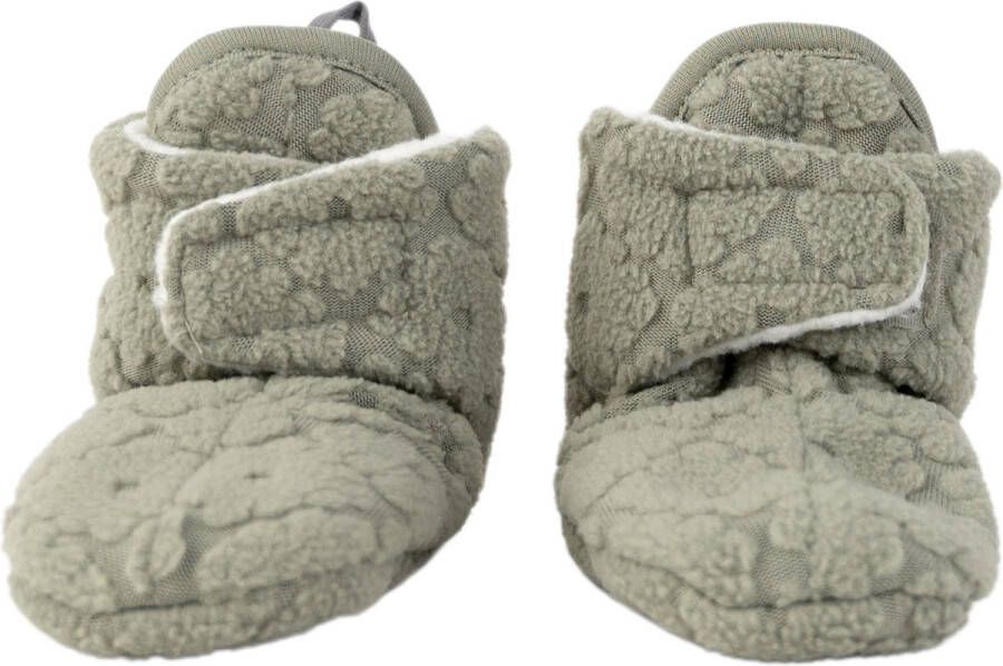 Lodger Babyslofjes 0-3 maanden Groen Slipper Folklore 100% Fleece Klittenbandsluiting Slofjes die blijven zitten - Foto 3