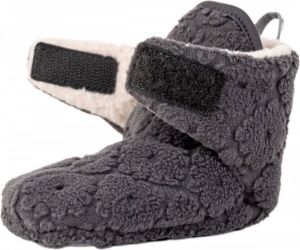 Lodger Babyslofjes die niet uitgaan Slipper Folklore 100% Fleece -12M Klittenbandsluiting Slofjes die blijven zitten Zwart