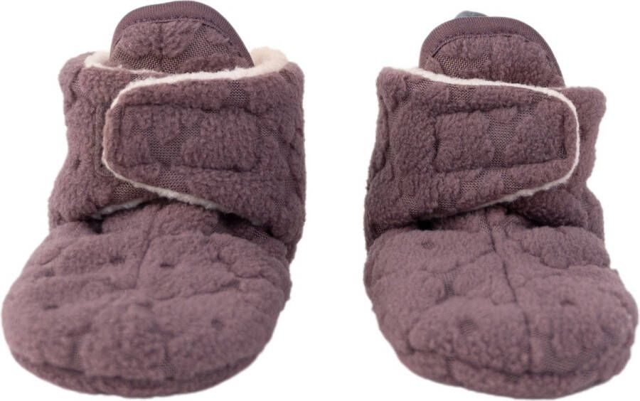 Lodger Baby Slofjes Antislip -18M Paars Slipper Folklore 100% Fleece Klittenbandsluiting Slofjes die blijven zitten