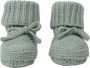 Lodger Gebreide Katoenen babyslofjes 0-6M Groen 100% Katoen Slipper Knit - Thumbnail 1