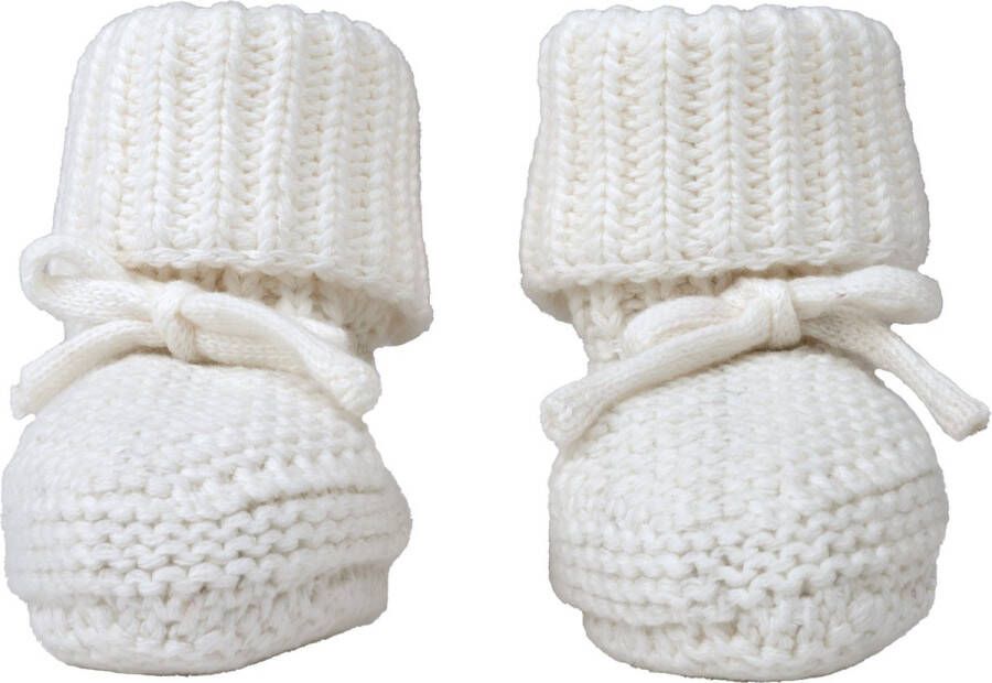 Lodger Gebreide Katoenen babyslofjes 0-6M WIt 100% Katoen Slipper Knit