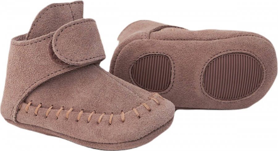 Lodger Leren Babyschoenen Walker Moccasin Gunmetal 6 12M Antislip Soepel leer Klittenbandsluiting