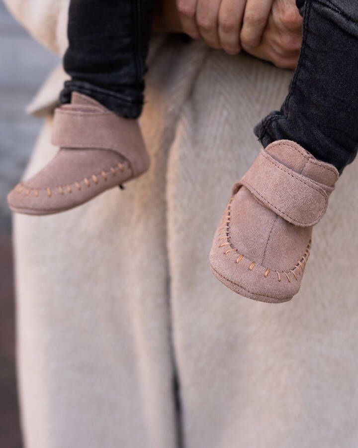 Lodger Antislip Slofjes Baby Walker Moccasin Olivine 12 15M Antislip Soepel leer Klittenbandsluiting