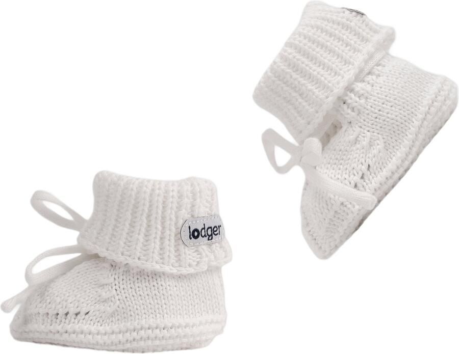 Lodger Babysloffen wit kabel design gebreide slofjes