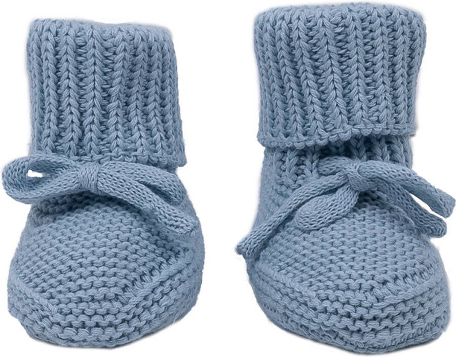Lodger Babyslofjes blauw gebreid katoenen 0-6M zacht katoen Slipper Knit