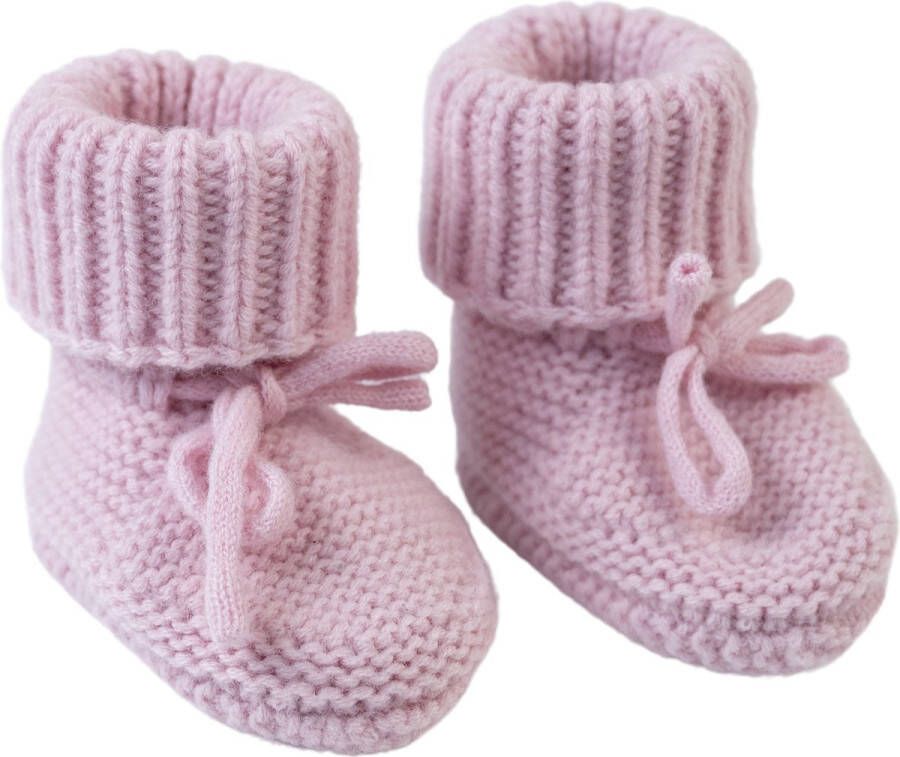 Lodger Baby Slofjes Gebreid 0-6M Lichtroze Slipper Merinowol 100% Merinowol Fashionable