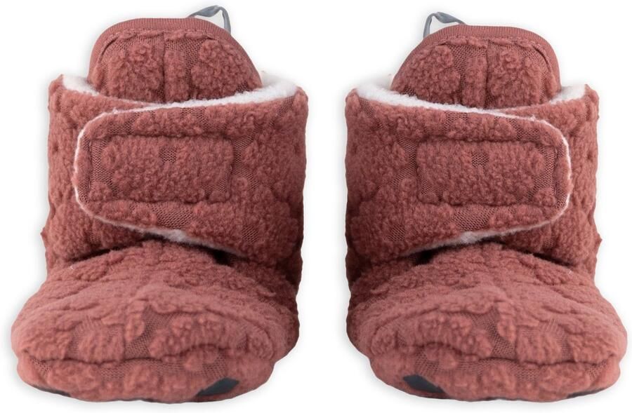 Lodger Winter Babyslofjes Slipper Folklore 100% Fleece -3M Klittenbandsluiting Slofjes die blijven zitten Donkerroze