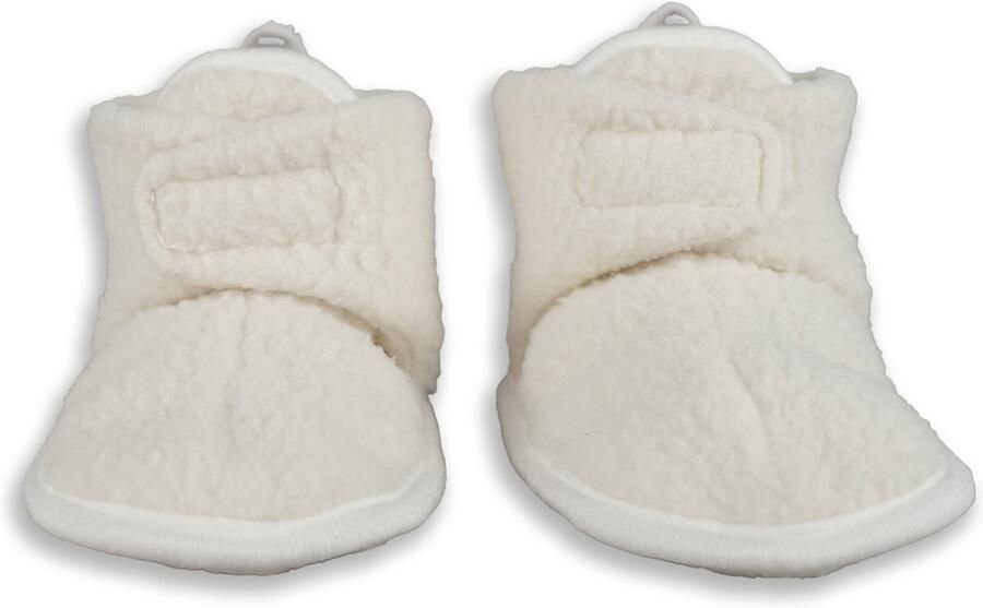 Lodger Sloffen teddy Antislip Fleece Klittenband Wit