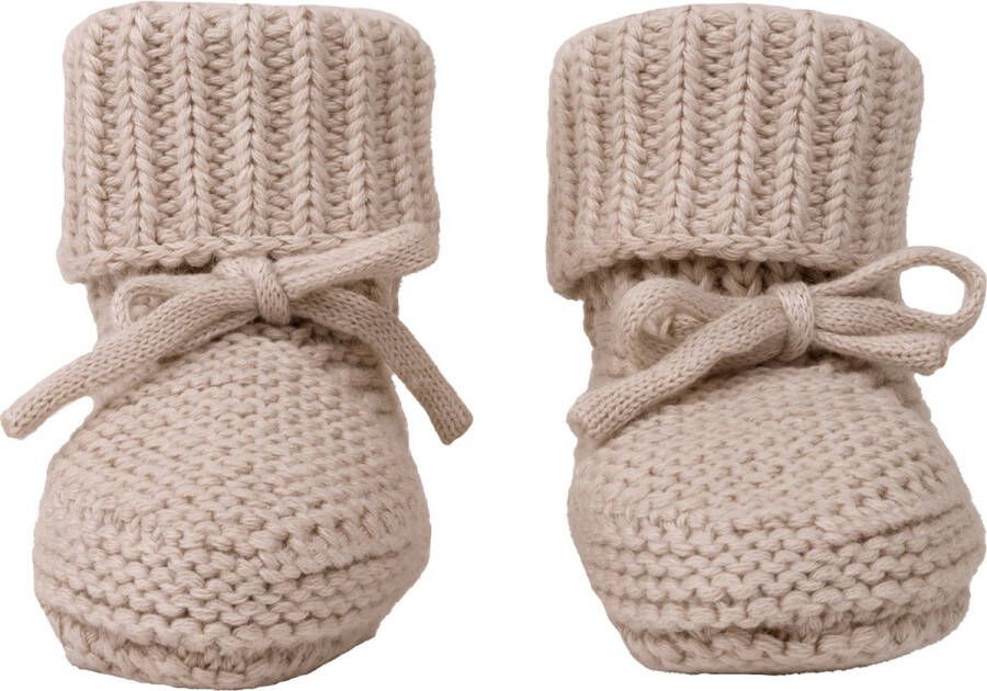 Lodger Newborn Slofjes creme 0-6M zacht Katoen Slipper Knit