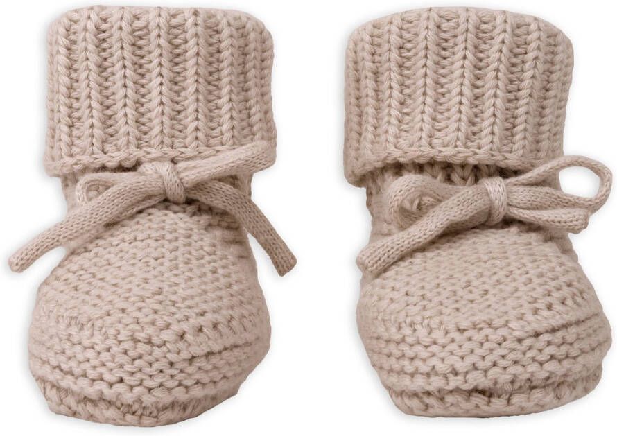 Lodger Newborn Slofjes creme 0-6M zacht Katoen Slipper Knit