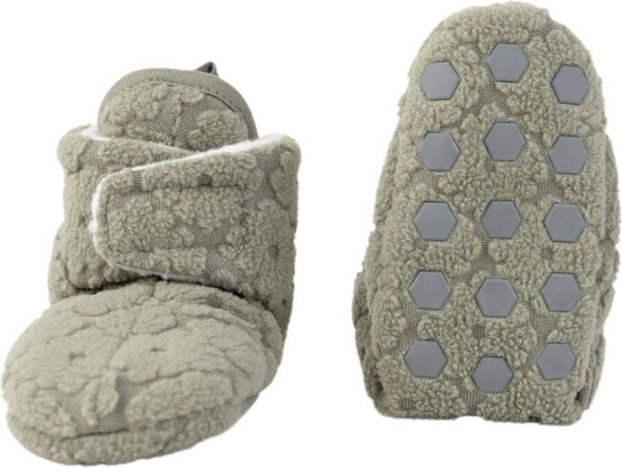 Lodger Babysokken die blijven zitten Slipper Folklore 100% Fleece -18M Klittenbandsluiting Slofjes die blijven zitten Groen