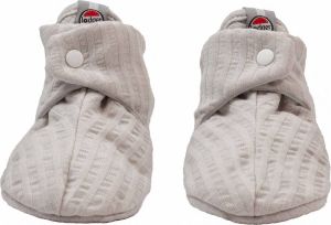 Lodger Antislip Slofjes Baby Grijs Zacht Katoen Antislip Drukknoopsluiting 6-12 Slipper Seersucker