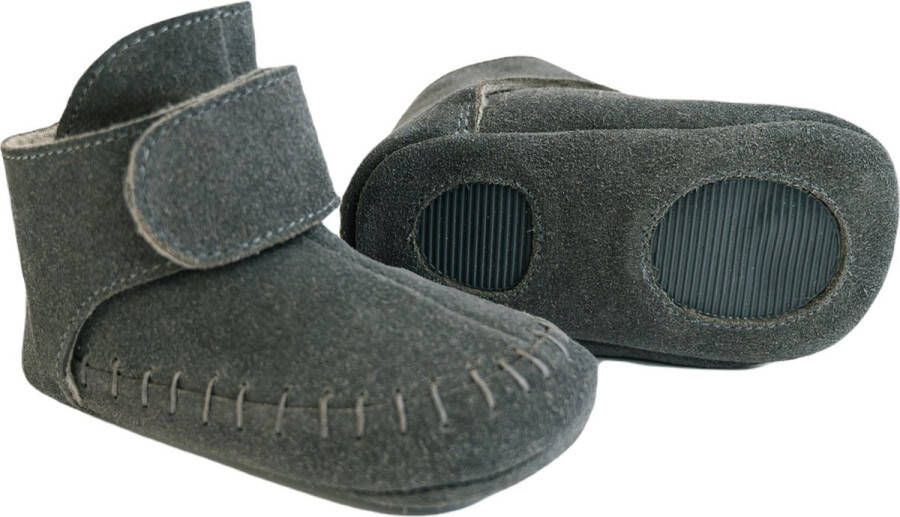 Lodger Babyslofjes Antislip Walker Moccasin Cognac 15 18M Antislip Soepel leer Klittenbandsluiting