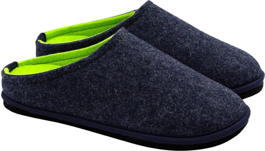 Loewenweiss Lowenweiss Easy Bicolore Handgemaakte Pantoffels Gekookte Wol Blauw Groen BLAUW