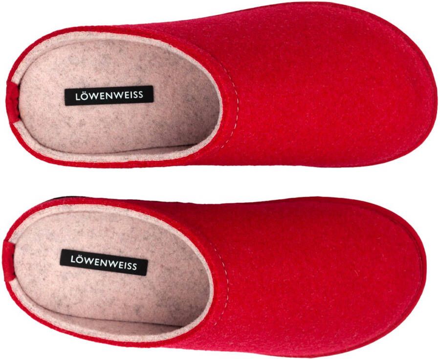 Loewenweiss Lowenweiss Easy Bicolore Handgemaakte Pantoffels Gekookte Wol Rood Roze