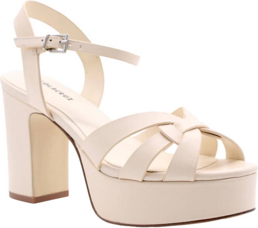 Lola Cruz Glitter Bow Hoge Hak Sandalen Beige Dames