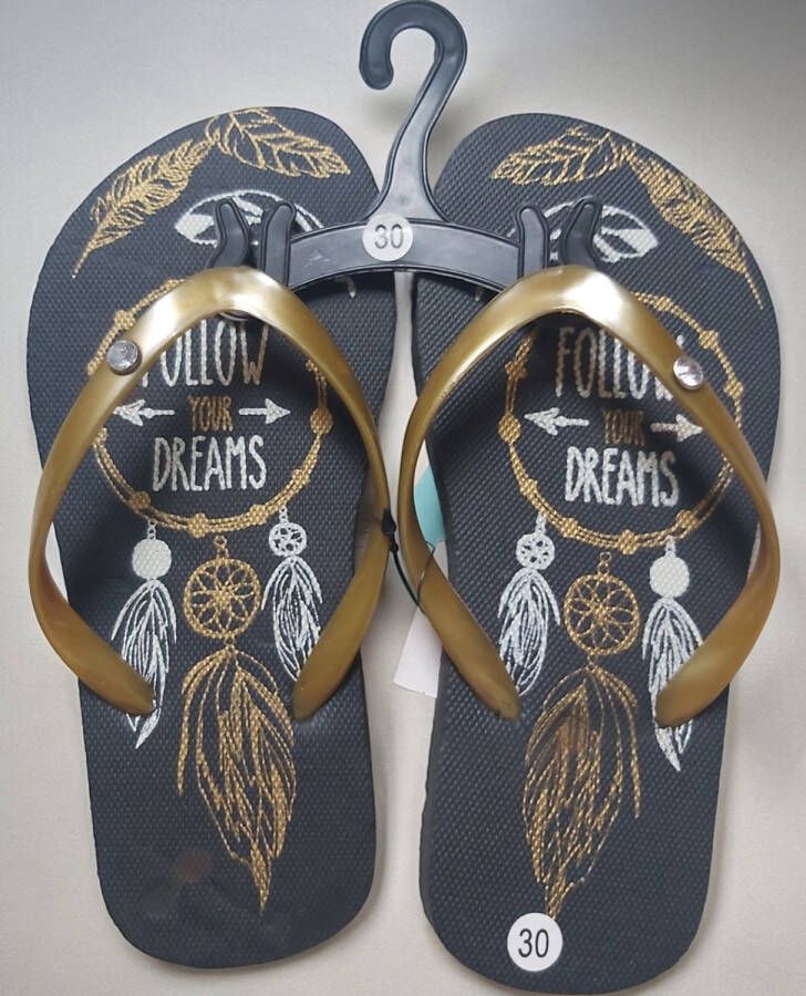 LONERIACCO Indiana teenslipper zwart goud met strass steentjes - Foto 7