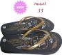 LONERIACCO Indiana teenslipper zwart goud met strass steentjes - Thumbnail 9
