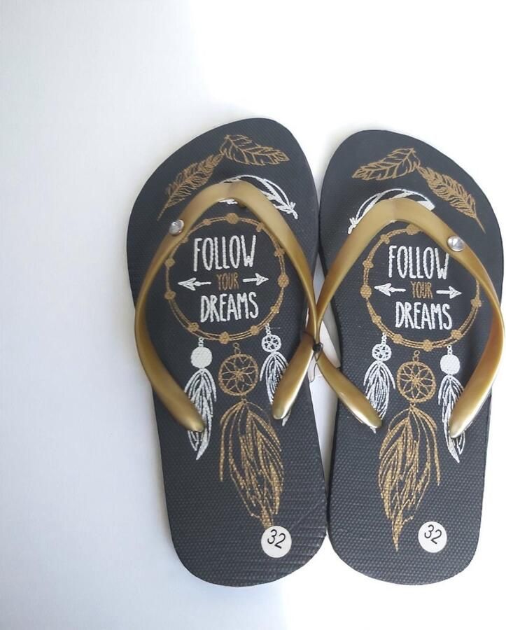 LONERIACCO Indiana teenslipper zwart goud met strass steentjes - Foto 8