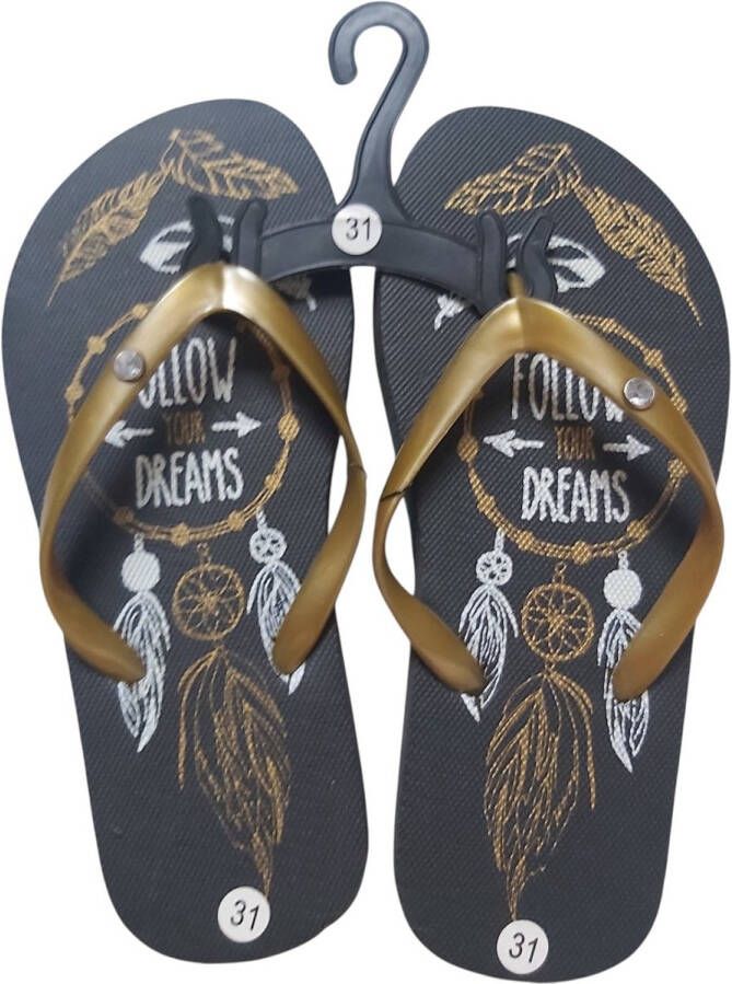 LONERIACCO Indiana teenslipper zwart goud met strass steentjes - Foto 14