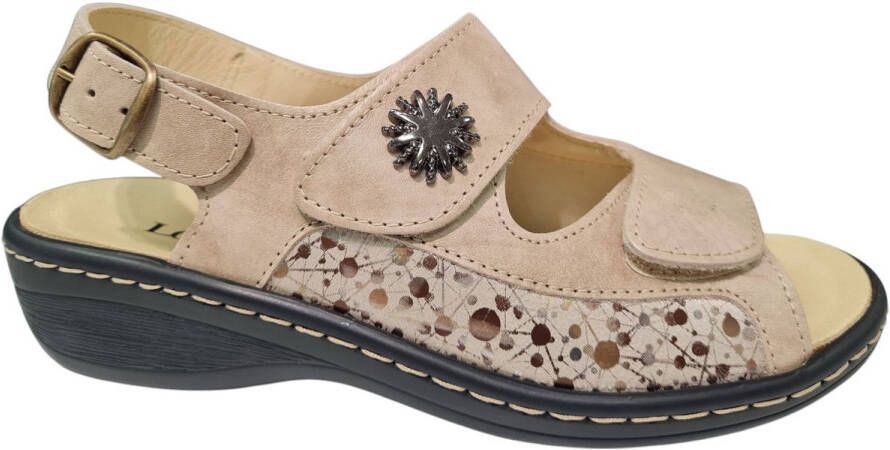 Longo Leren Dames Sandalen Beige Taupe