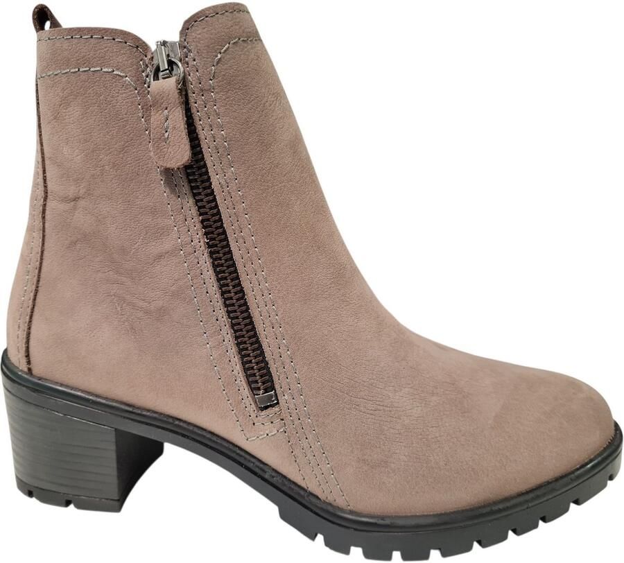 Longo Nubuck Taupe Dames Enkellaarsjes Taupe