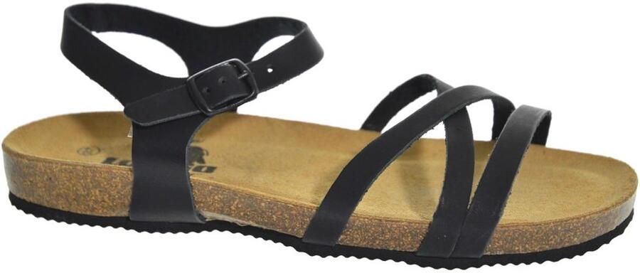 Longo Zwarte Leren Dames Sandalen Zwart