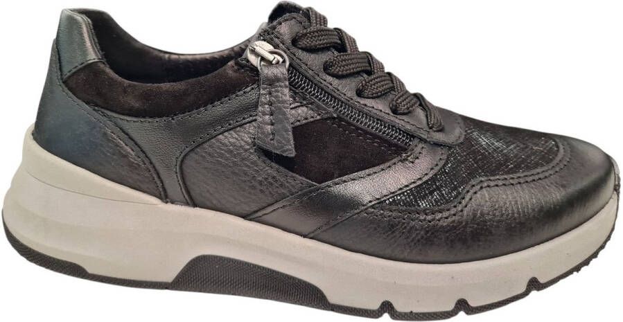 Longo Zwarte Leren Dames Sneakers Zwart