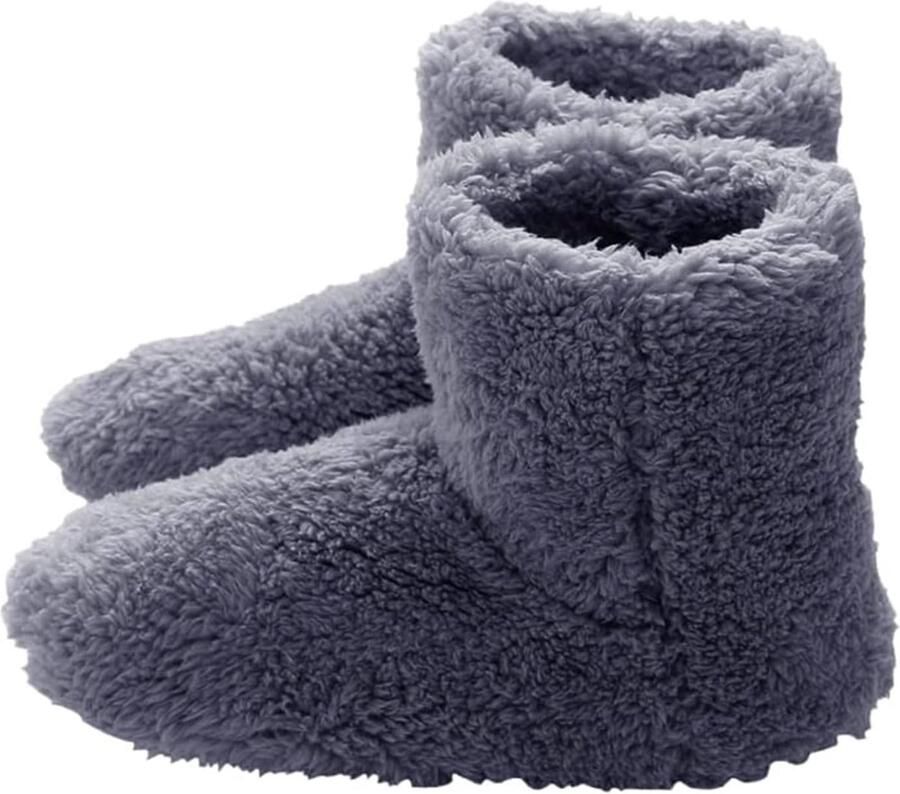 Longziming -USB Verwarmde Sloffen voor Heren Grijs One Size ??43) Elektrische Pantoffels met 5V Verwarming & Antislip Zool
