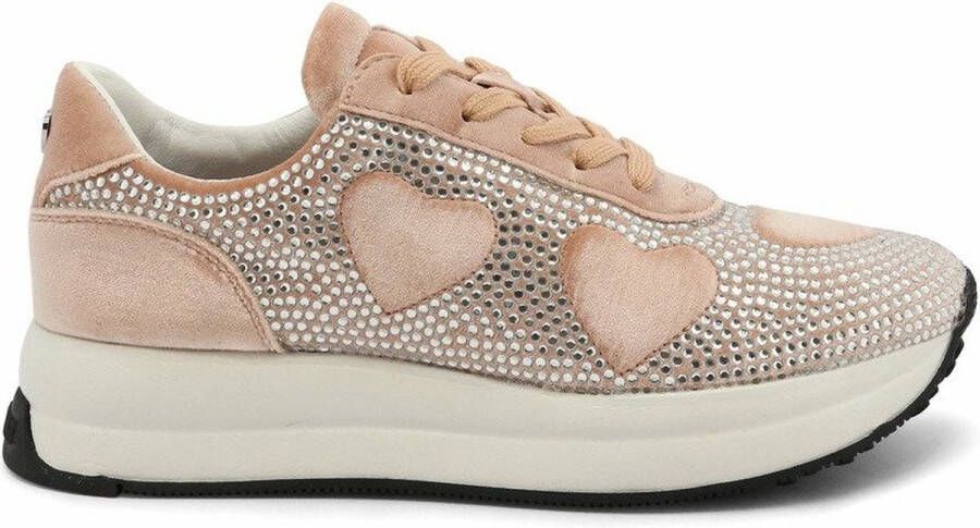 Love Moschino Kristal Hart LowTop Sneakers Herfst Winter Collectie Pink Dames