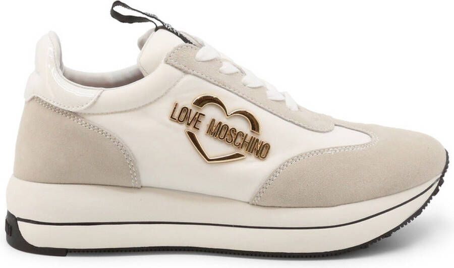 Love Moschino Vetersneakers met Metalen Hartdetail White Dames