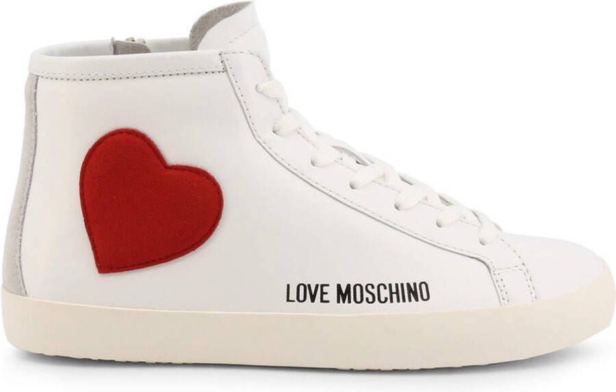 Love Moschino Dames Leren Sneakers met Geborduurde Details White Dames