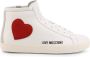 Love Moschino Dames Leren Sneakers met Geborduurde Details White Dames - Thumbnail 1