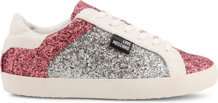 Love Moschino Glitter Platform Sneakers Lente Zomer Collectie Blue Dames