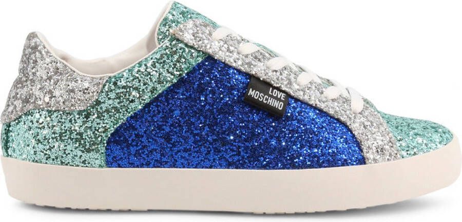 Love Moschino Glitter Platform Sneakers Lente Zomer Collectie Blue Dames