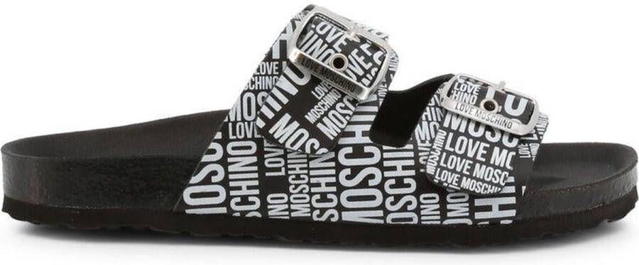 Love Moschino Leren Sliders voor Dames Lente Zomer Collectie Black Dames