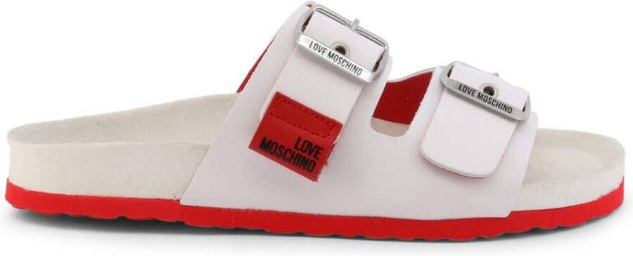 Love Moschino Leren Sliders voor Dames Lente Zomer Collectie White Dames