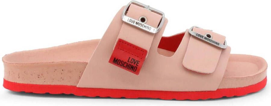 Love Moschino Leren Sliders voor Dames Lente Zomer Collectie White Dames